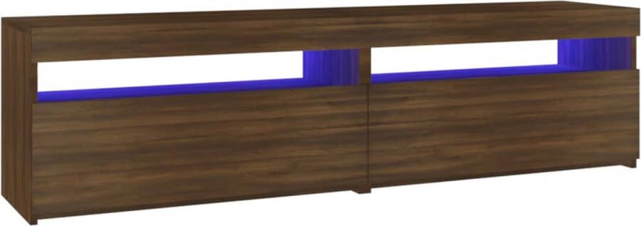 The Living Store tv-meubel mediakasten set van 2 75x35x40 cm bruineiken RGB LED-verlichting - Foto 1