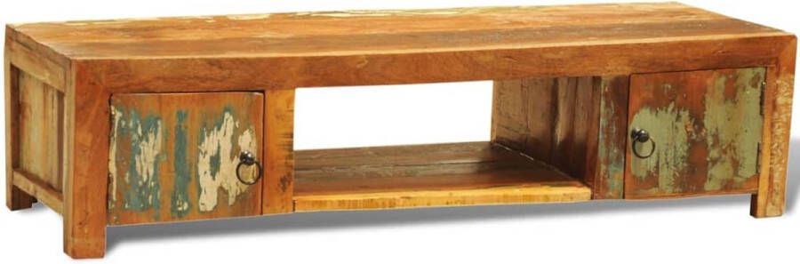The Living Store Televisiemeubel Antieke stijl Gerecycled hout 120 x 40 x 30 cm Handgemaakt - Foto 2