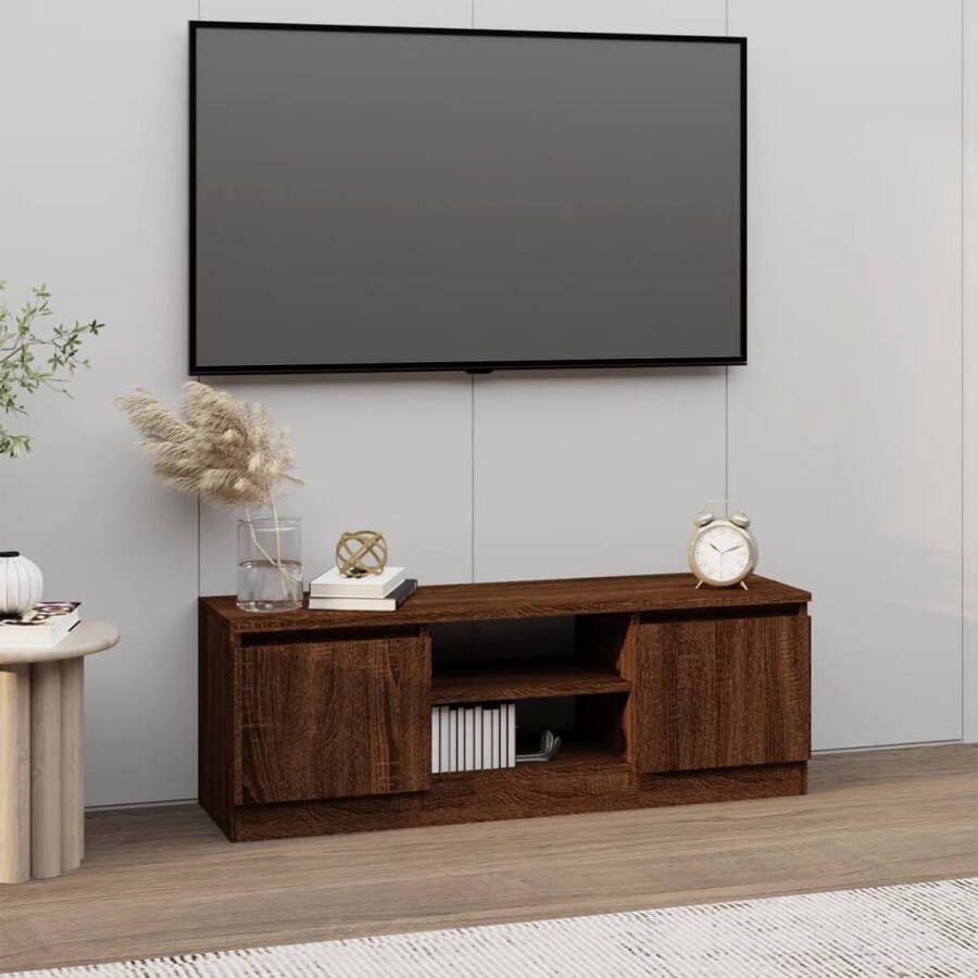 The Living Store Tv-meubel met deur 102x30x36 cm bruineikenkleurig - Foto 2