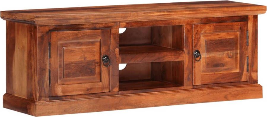 The Living Store Tv-kast Massief Acacia 112 x 30 x 40 cm Honingkleurige afwerking - Foto 2