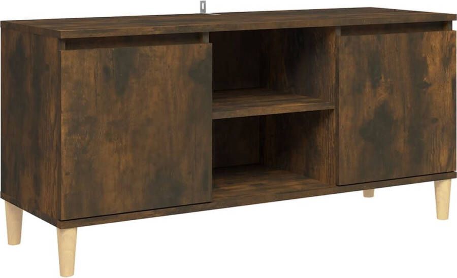 The Living Store Tv-meubel met houten poten 103-5x35x50 cm gerookt eikenkleurig Kast