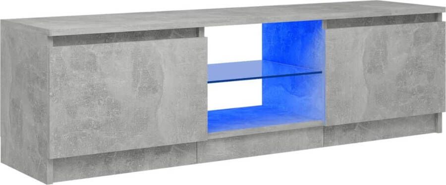 The Living Store Tv-meubel met LED-verlichting 120x30x35-5 cm betongrijs Kast - Foto 2