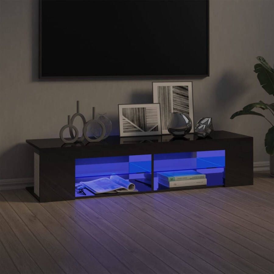 The Living Store TV-meubel Modern Hoogglans grijs 135 x 39 x 30 cm Met RGB LED-verlichting - Foto 2