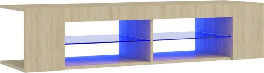 The Living Store Tv-meubel met LED-verlichting 135x39x30 cm sonoma eikenkleurig Kast - Foto 1