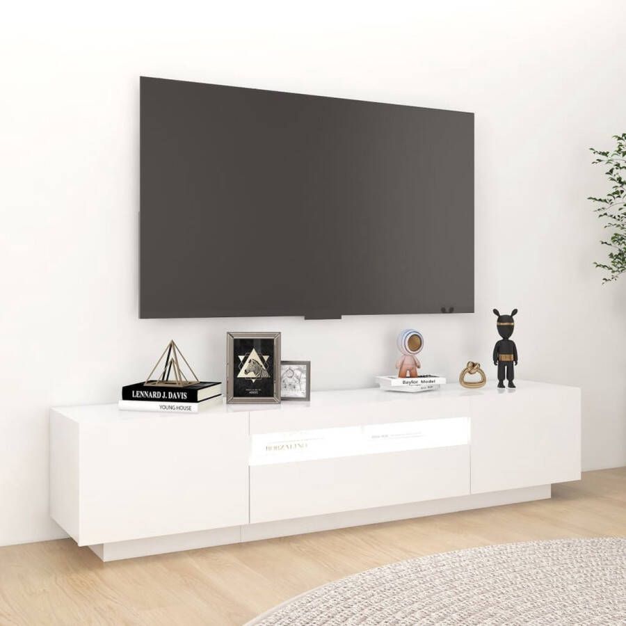 The Living Store TV-meubel XYZ TV-meubel 180 x 35 x 40 cm Met LED-verlichting Wit - Foto 3