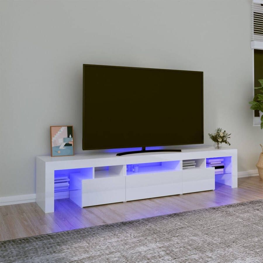 The Living Store TV-meubel Nord Tv-meubels 200 x 36.5 x 40 cm LED-verlichting Hoogglans wit - Foto 2