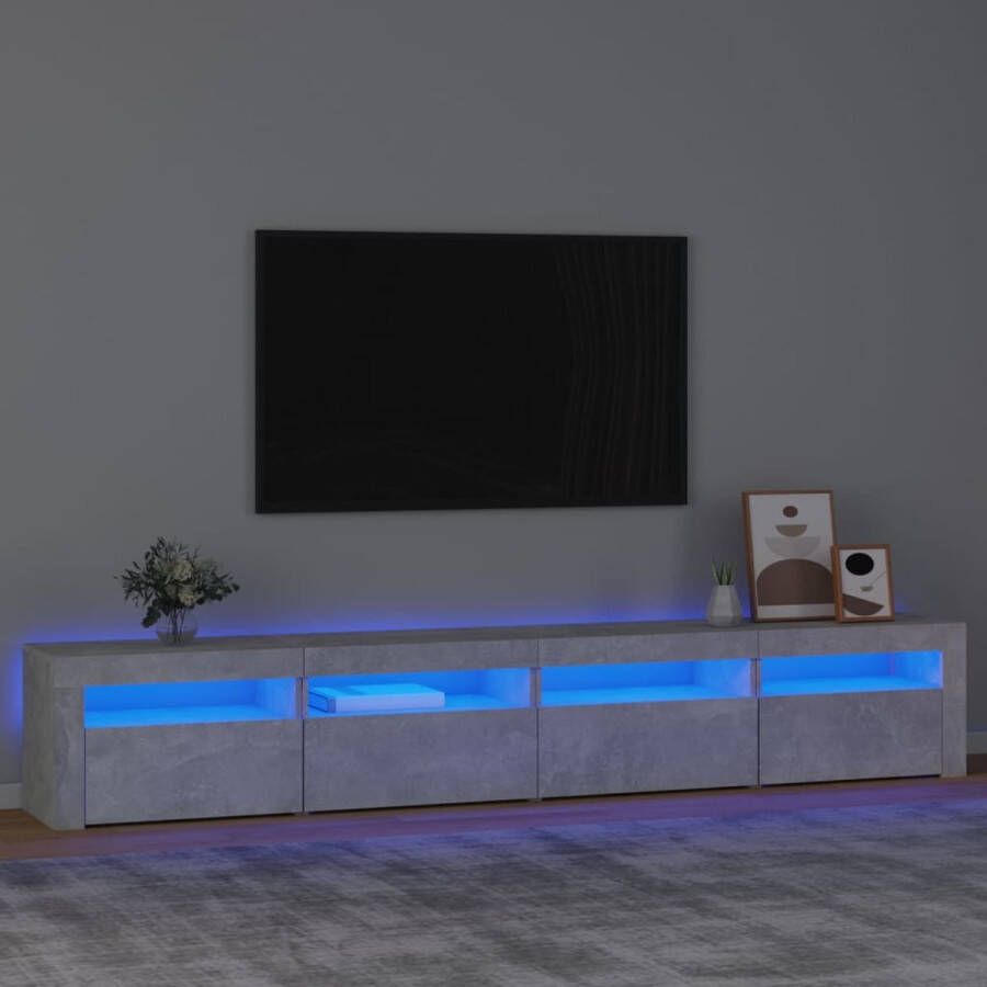 The Living Store TV-meubel Betongrijs 240 x 35 x 40 cm Met RGB LED-verlichting - Foto 2