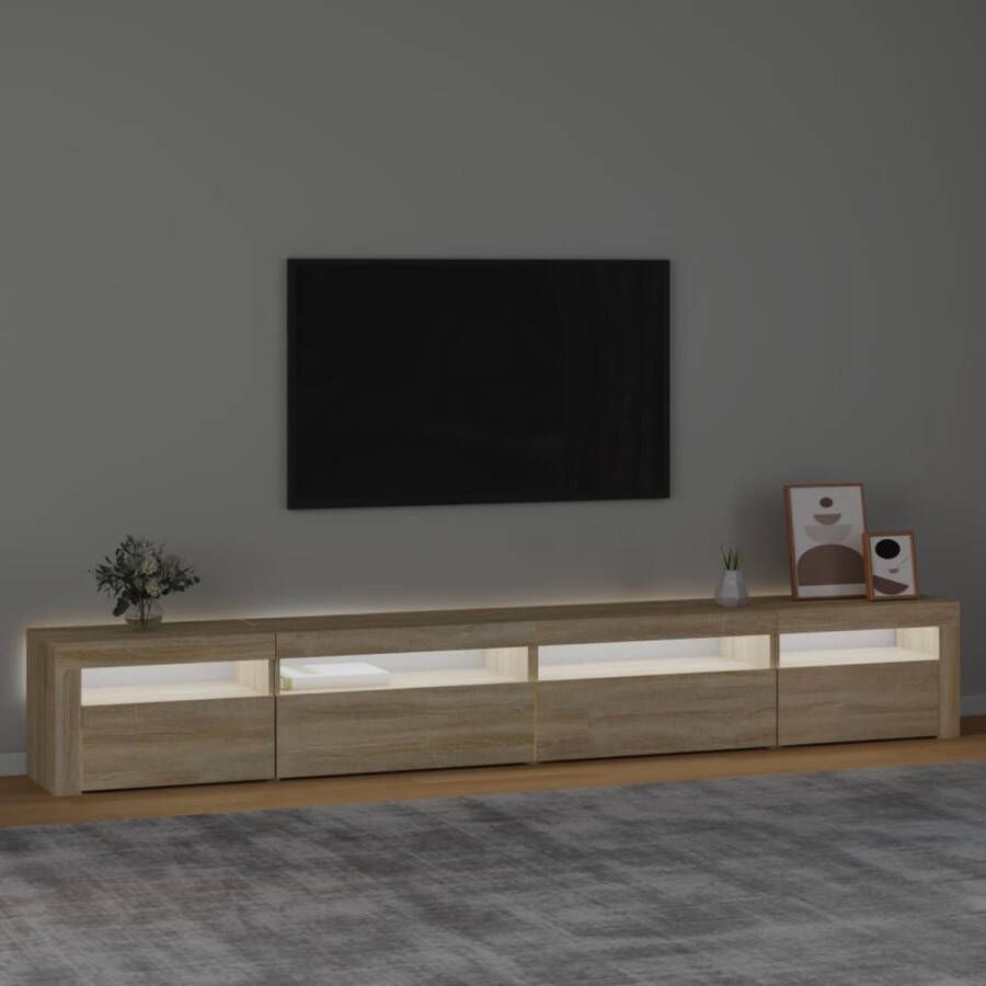 The Living Store Tv-meubel met LED-verlichting 270x35x40 cm sonoma eikenkleurig Kast - Foto 2