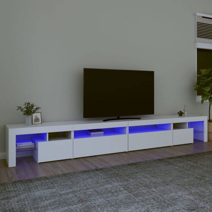 The Living Store Tv-meubel LED-verlichting Wit 290 x 36.5 x 40 cm Bewerkt hout - Foto 2