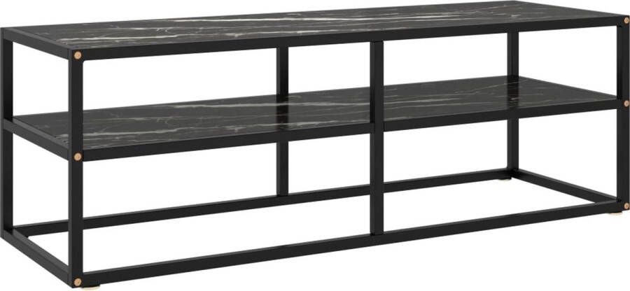 The Living Store Tv-meubel met zwart marmerglas 120x40x40 cm zwart Kast - Foto 2