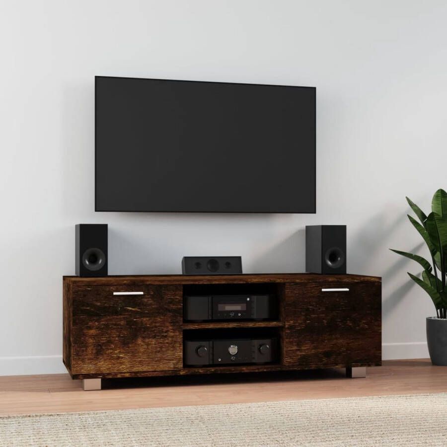 The Living Store TV-meubel Modern TV-kast 120 x 40.5 x 35 cm Gerookt eiken - Foto 2