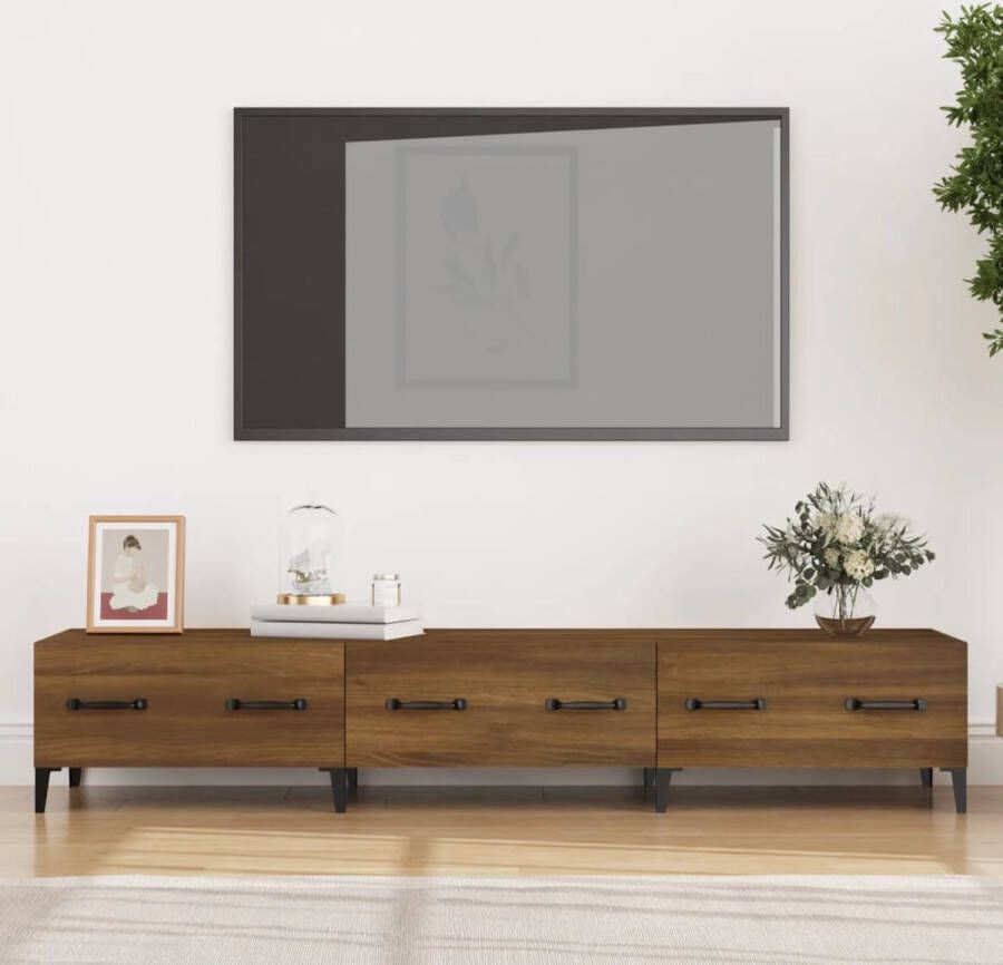 The Living Store TV-meubel Modern Bruineiken 150 x 34.5 x 30 cm Stevig hout Voldoende opbergruimte - Foto 2