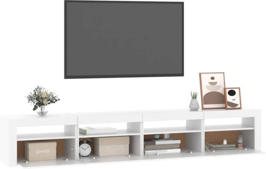 The Living Store TV-meubel naam TV-meubels 240 x 35 x 40 cm LED-verlichting Wit - Foto 3