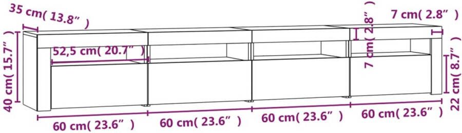 The Living Store TV-meubel naam TV-meubels 240 x 35 x 40 cm LED-verlichting Wit - Foto 2