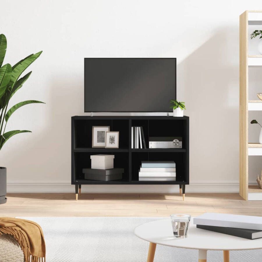 The Living Store TV-meubel naam TV-meubels 69.5 x 30 x 50 cm Zwart Hout en IJzer - Foto 2