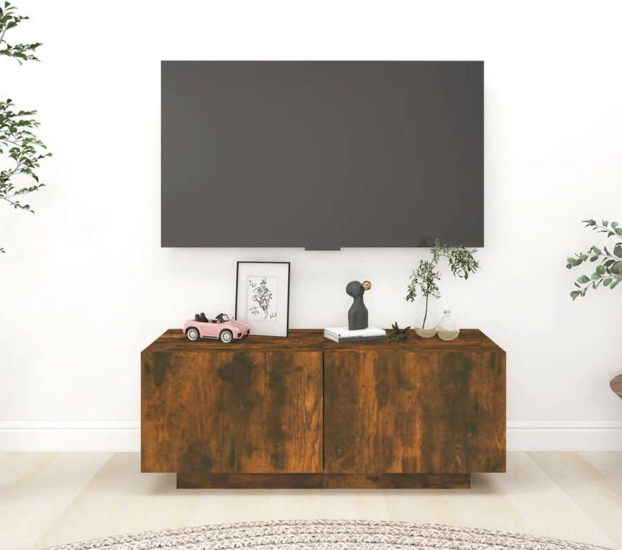 The Living Store Tv-meubel Praktisch bewerkt hout Gerookt eiken 100 x 35 x 40 cm Trendy design - Foto 2