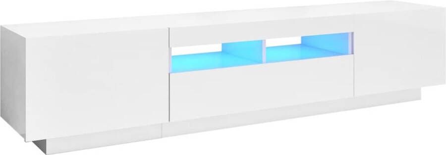 The Living Store TV-meubel RGB LED-verlichting Hoogglans wit Bewerkt hout 180 x 35 x 40 cm USB-aansluiting - Foto 2