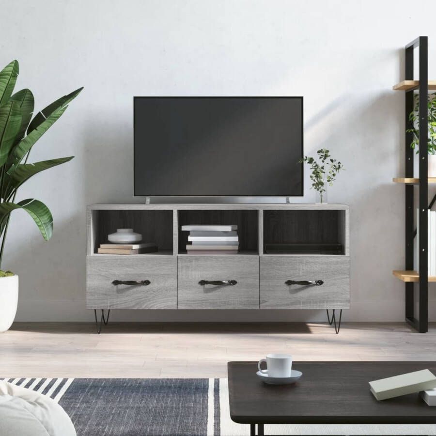 The Living Store TV-meubel s Media-kast 102 x 36 x 50 cm Grijs Sonoma Eiken - Foto 2