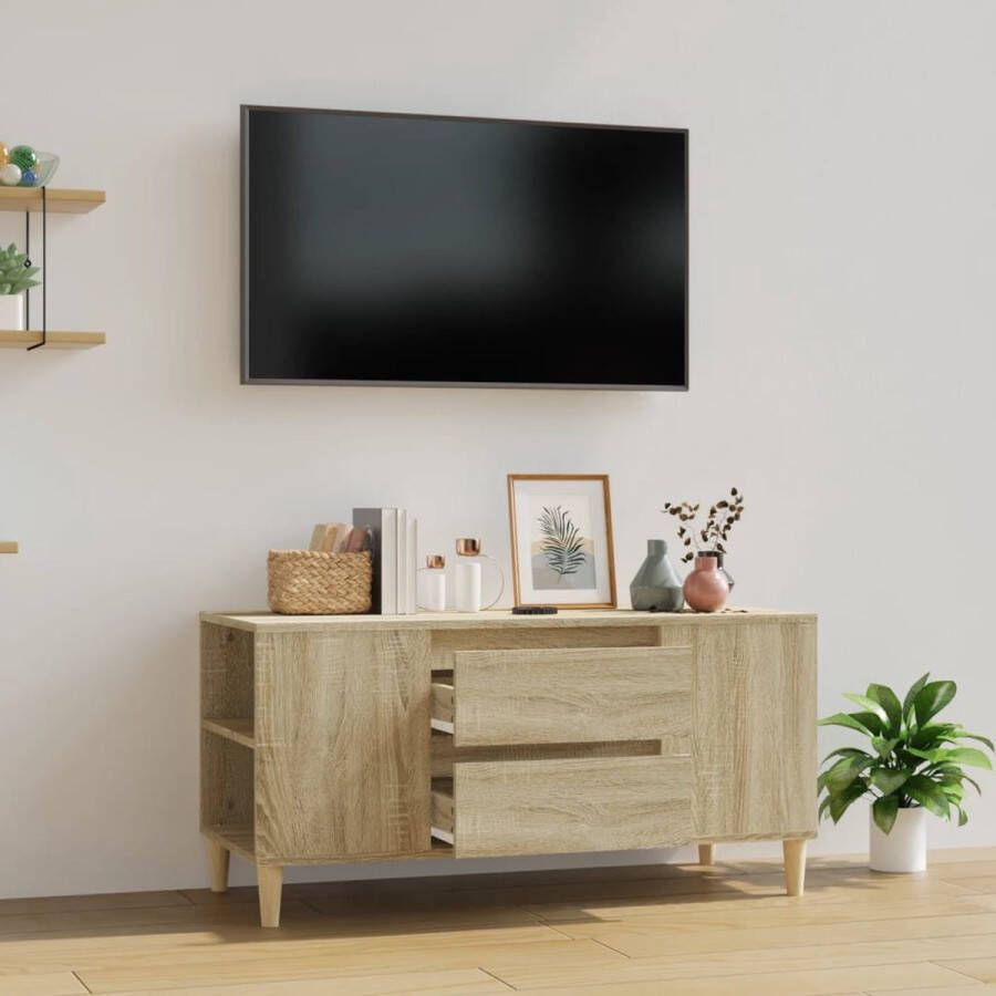 The Living Store TV-meubel Scandinavische stijl 102 x 44.5 x 50 cm Sonoma eiken - Foto 2