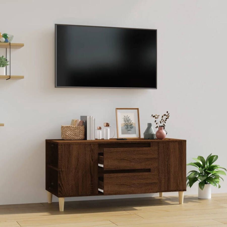 The Living Store TV-meubel Scandinavische stijl Meubel Afmetingen- 102 x 44.5 x 50 cm Kleur- Bruineiken - Foto 2