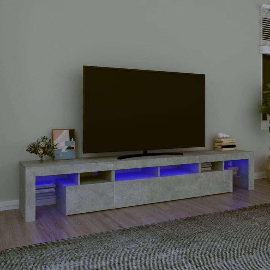 The Living Store TV-meubel Betongrijs 230 x 36.5 x 40 cm RGB LED-verlichting - Foto 2