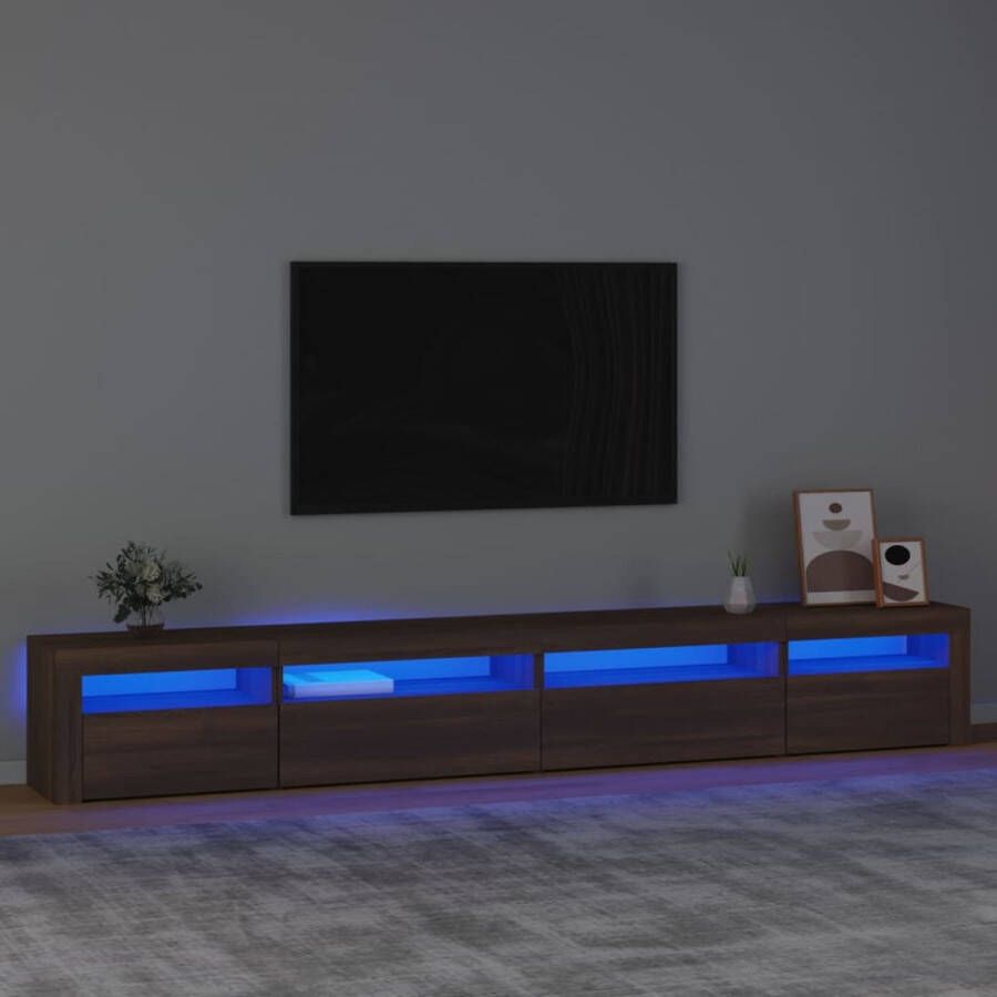 The Living Store TV-meubel Serie LED-verlichting 270 x 35 x 40 cm bruineiken opbergruimte decoratief - Foto 3
