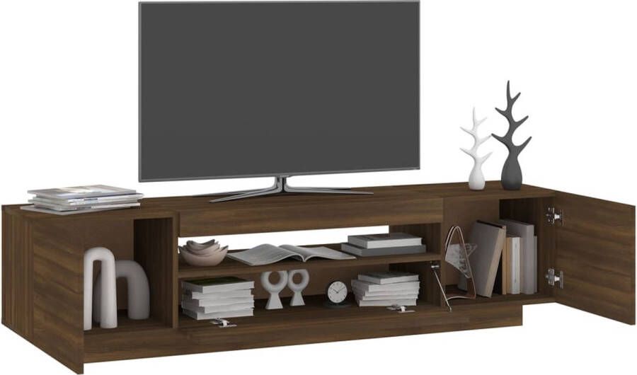 The Living Store TV-meubel LED-verlichting 160x35x40 cm Bewerkt Hout Bruineiken - Foto 3
