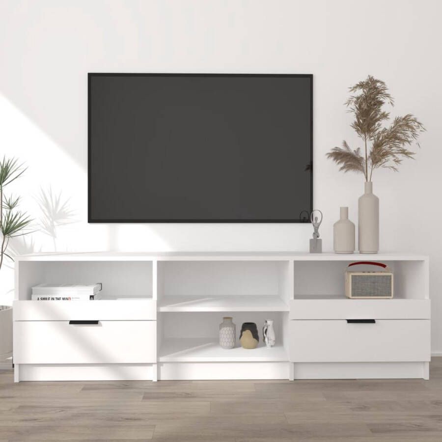 The Living Store TV-meubel Trendy Tv-meubels Afmetingen- 150x33.5x45 cm Kleur- Wit Materiaal- Bewerkt hout - Foto 2