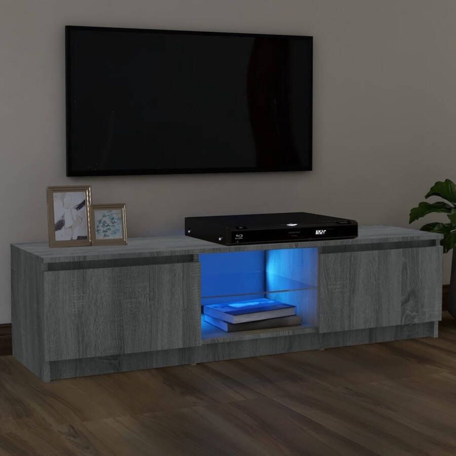 The Living Store Tv-meubel LED-verlichting Grijs Sonoma Eiken 120 x 30 x 35.5 cm Trendy Ontwerp - Foto 2
