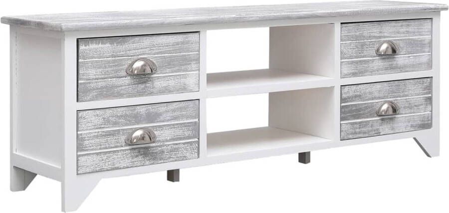 The Living Store Tv-meubel Serie Televisiekast 108 x 30 x 40 cm Massief paulowniahout - Foto 2