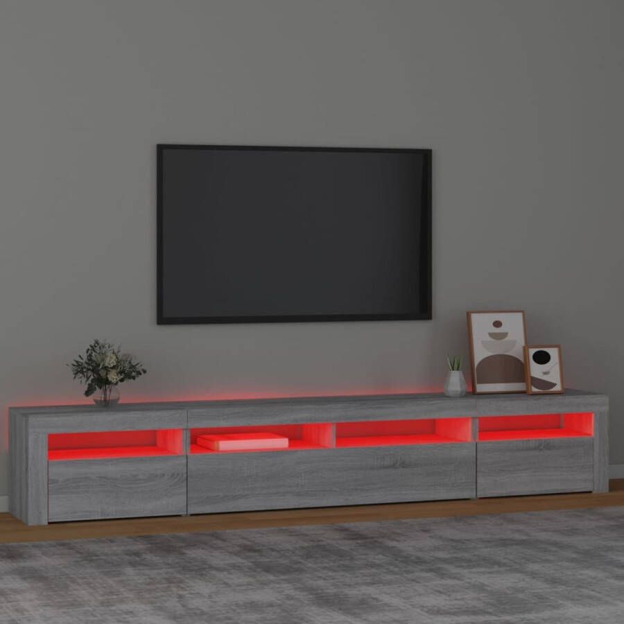 The Living Store Tv-meubel Middelgroot Grijs Sonoma Eiken 240 x 35 x 40 cm Met RGB LED-verlichting - Foto 2