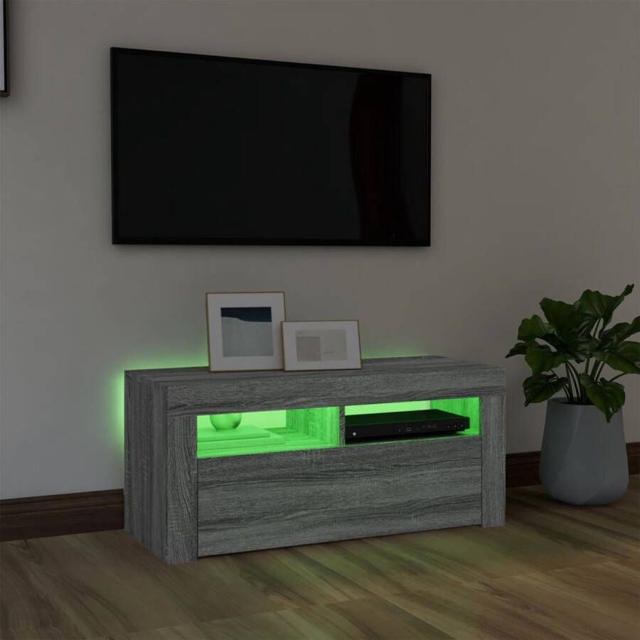 The Living Store TV-meubel Serie- Trendy Ontwerp Maat- 90 x 35 x 40 cm Met RGB LED-verlichting - Foto 2