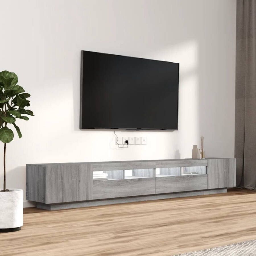 The Living Store TV-meubel Serie TV-kasten 100 80 x 35 x 40 cm LED-verlichting Grijs sonoma eiken - Foto 3
