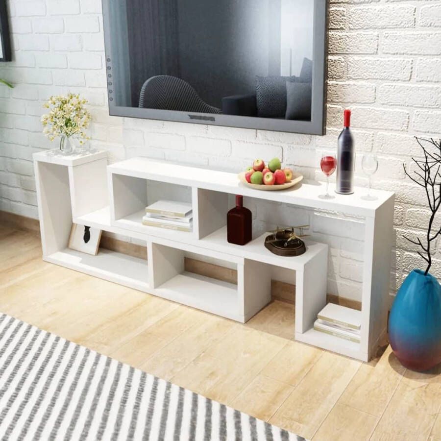 The Living Store Tv-meubel Wit 120x30x56.4 28 cm MDF en bewerkt hout