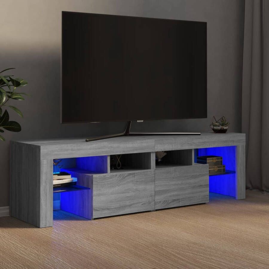 The Living Store TV-meubel TV-Meubels 140 x 36.5 x 40 cm Grijs Sonoma Eiken Met RGB LED-verlichting - Foto 2