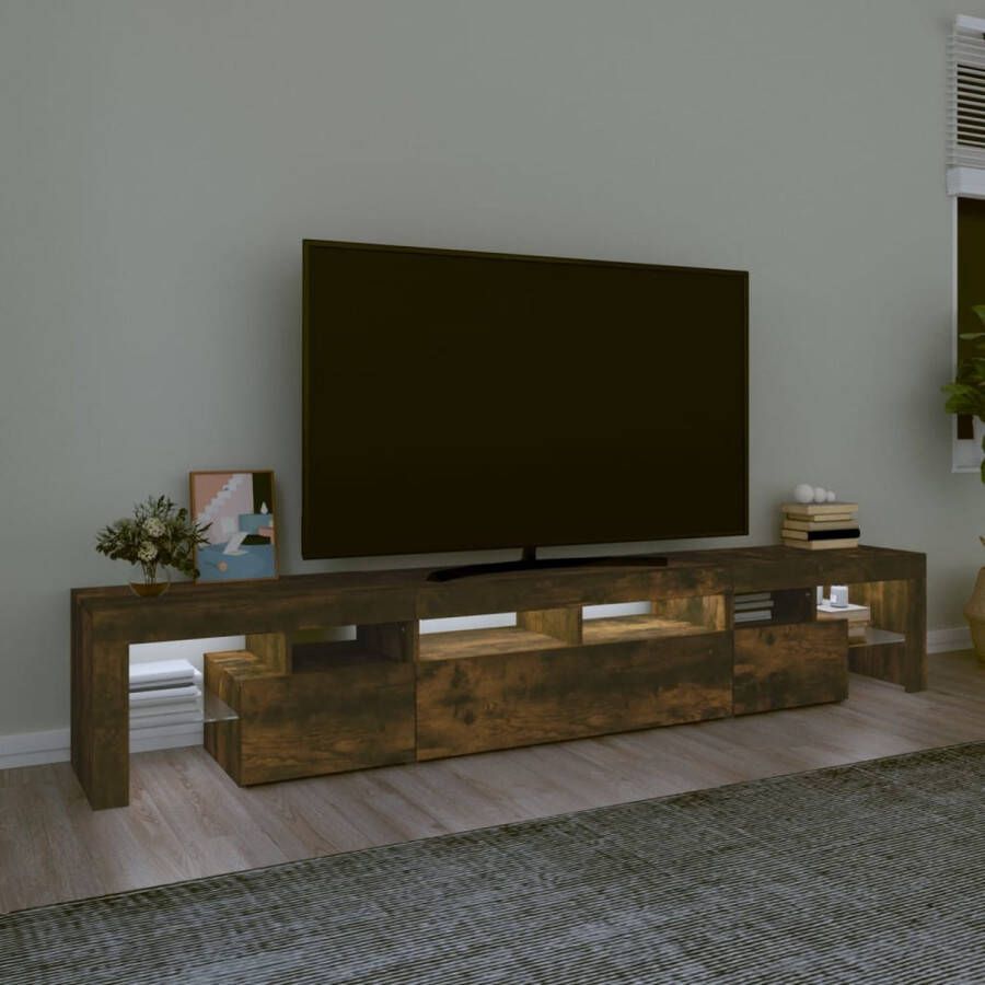 The Living Store TV-meubel Serie TV-meubel 230 x 36.5 x 40 cm LED-verlichting Gerookt eiken - Foto 2