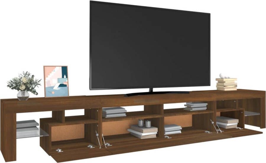 The Living Store TV-meubel naam Bruineiken 260 x 36.5 x 40 cm Met RGB LED-verlichting - Foto 3