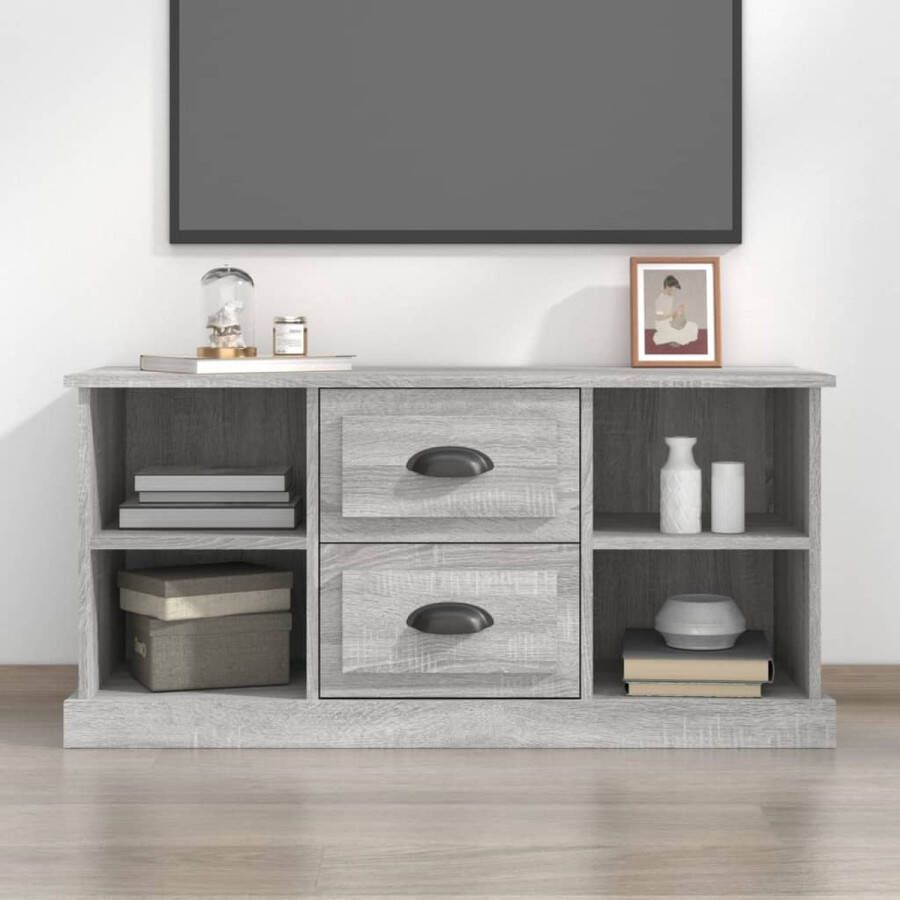 The Living Store TV-meubel Eikenhout Grijs Sonoma 99.5 x 35.5 x 48 cm Trendy design Voldoende opbergruimte - Foto 2
