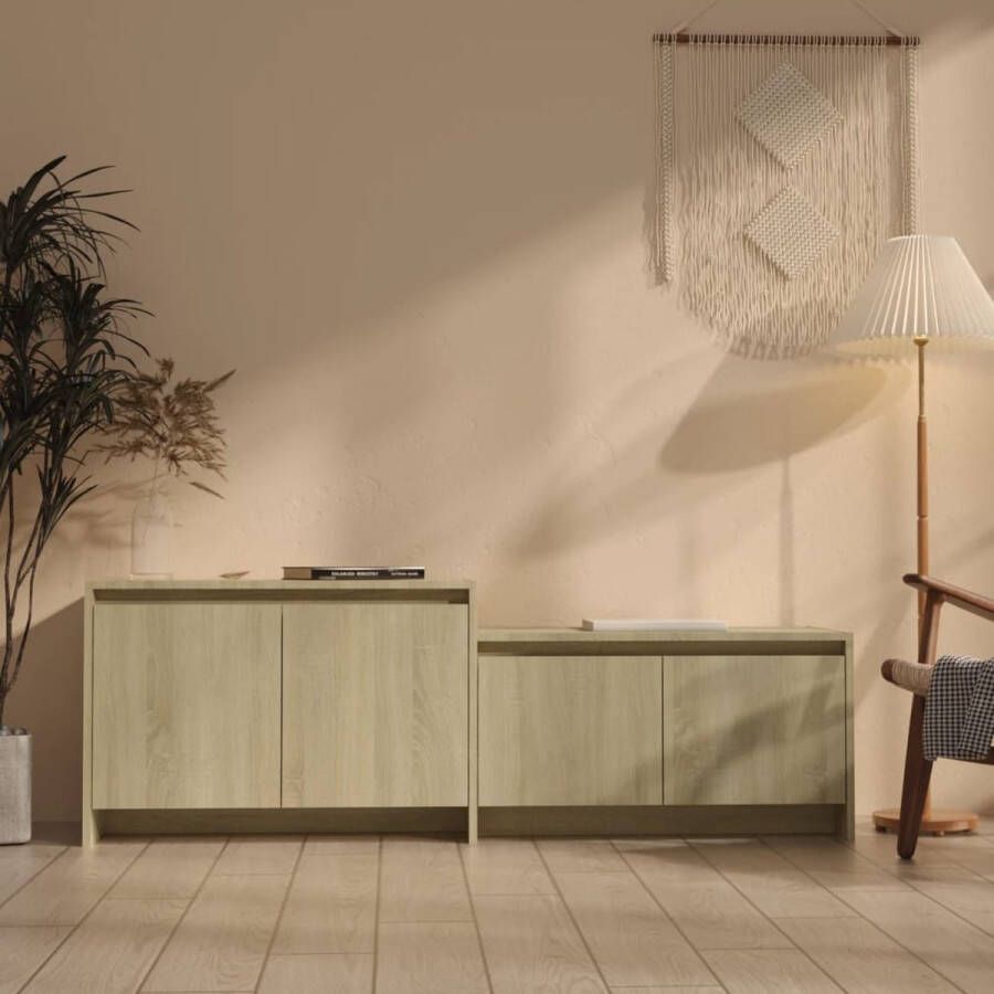 The Living Store TV-meubel Seriekast 146.5 x 35 x 50 cm Sonoma eikenkleurig Montage vereist - Foto 2