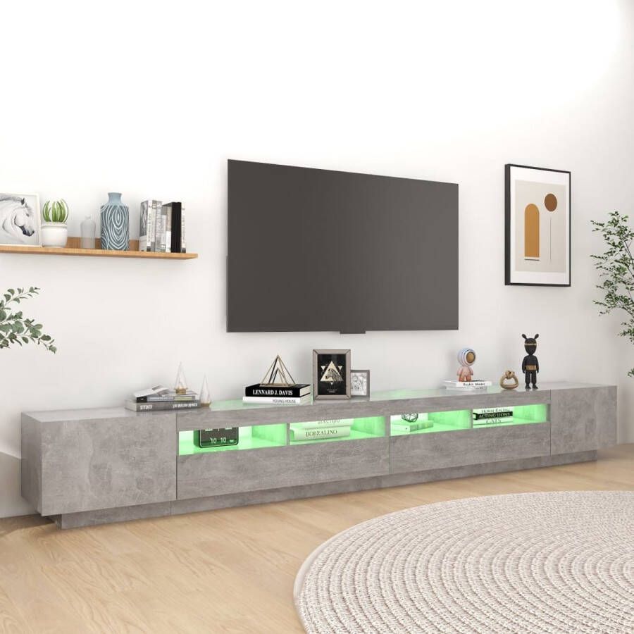 The Living Store TV-meubel Betongrijs 300x35x40 cm Met LED-verlichting Inclusief USB-aansluiting - Foto 2