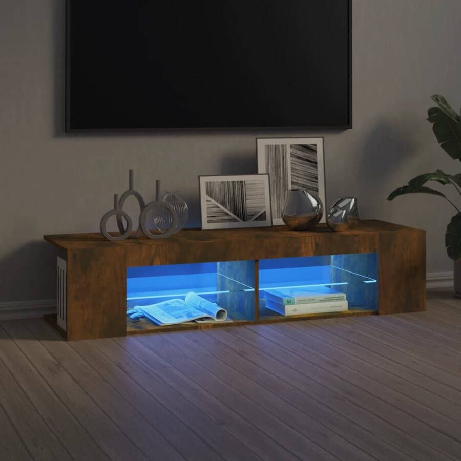 The Living Store TV-meubel Series TV-meubel met LED-verlichting Trendy en praktisch 135 x 39 x 30 cm Gerookt eiken - Foto 2