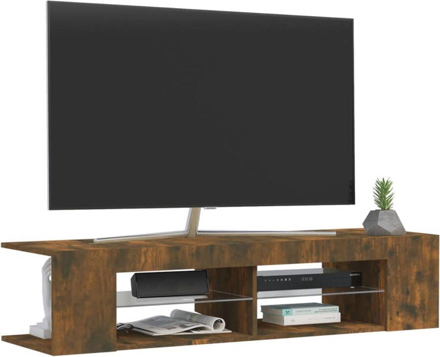 The Living Store TV-meubel Series TV-meubel met LED-verlichting Trendy en praktisch 135 x 39 x 30 cm Gerookt eiken - Foto 3