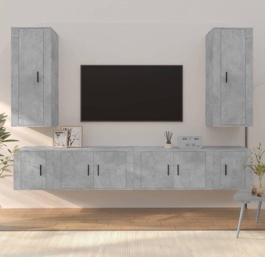 The Living Store tv-meubel set betongrijs 40 x 34.5 x 100 cm 80 x 34.5 x 40 cm trendy design - Foto 2