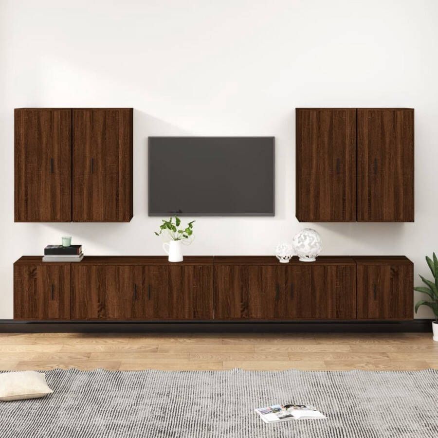The Living Store TV-meubel set Bruineiken 2x 100x34.5x40 cm 2x 40x34.5x40 cm 4x 40x34.5x80 cm - Foto 2