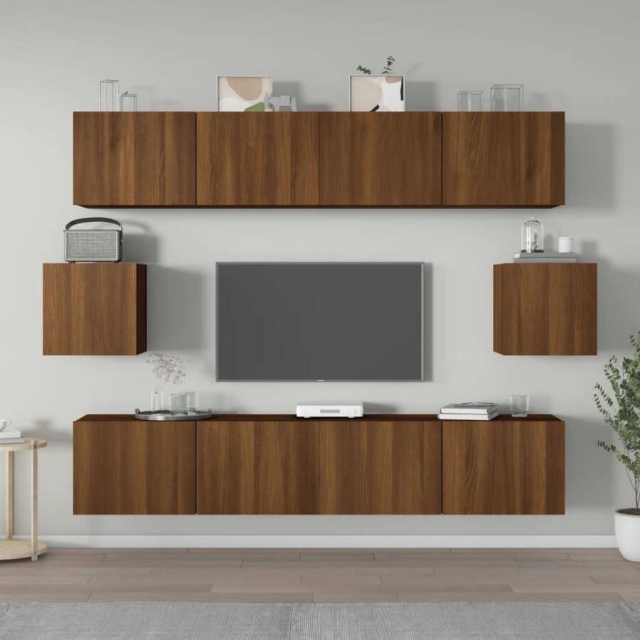 The Living Store TV-meubel set Bruineiken 4x 80x30x30cm + 2x 30.5x30x30cm - Foto 2