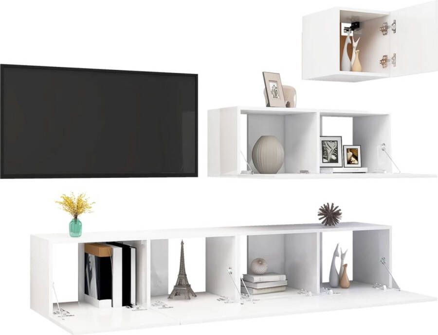 The Living Store TV Meubel Set Hangend Spaanplaat Hoogglans Wit Montage vereist 30.5 x 30 x 30 cm 80 x 30 x 30 cm (B x D x H) - Foto 2