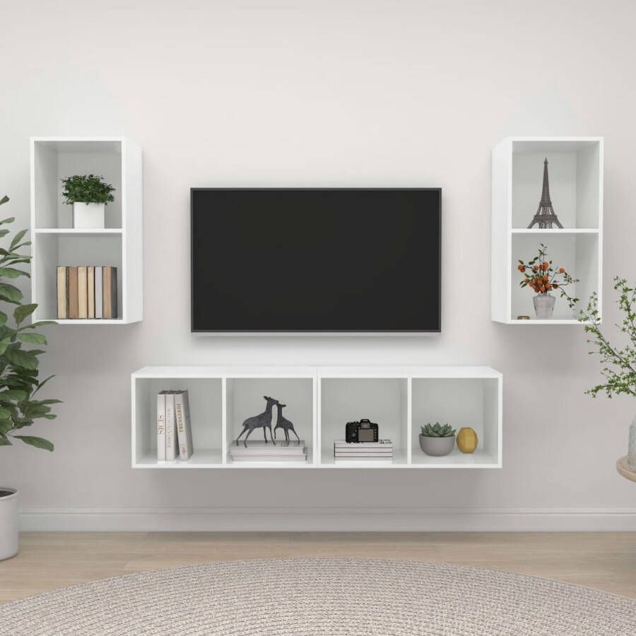 The Living Store TV-meubel set Hoogglans wit 37 x 37 x 72 cm Montage vereist - Foto 2