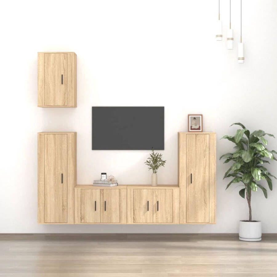 The Living Store TV-Meubel Set Sonoma Eiken 2x 57x34.5x40 cm 2x 40x34.5x100 cm 1x 40x34.5x60 cm - Foto 2