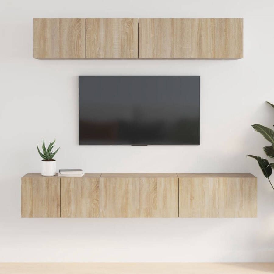 The Living Store TV-meubel set Sonoma eiken 3x 60x30x30cm + 2x 80x30x30cm - Foto 2