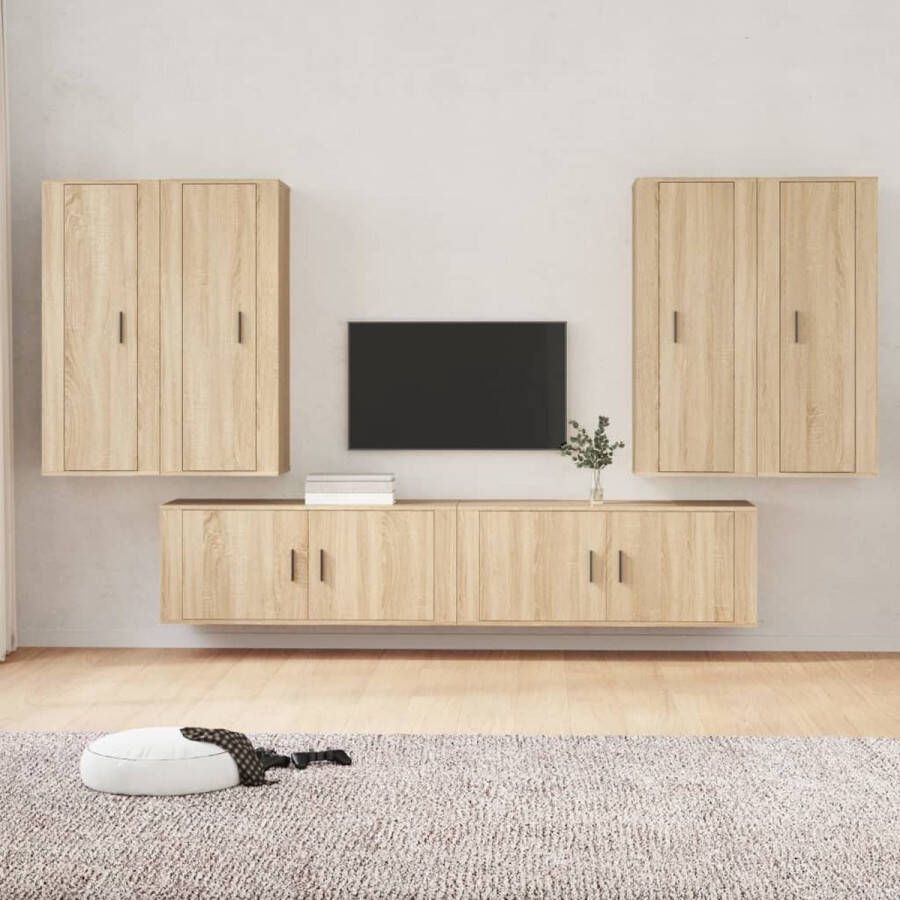 The Living Store TV-meubel set Sonoma eiken 4 x 40x34.5x100 cm 2 x 100x34.5x40 cm - Foto 2